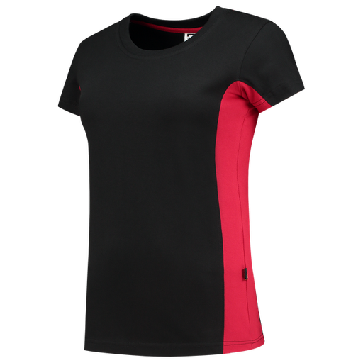 [TRI-102003BlackRed] Tricorp T-shirt Bicolor Dames BlackRed