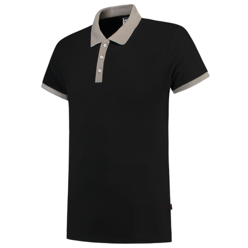 [TRI-201002BlackGrey] Tricorp Poloshirt Bicolor Fitted BlackGrey