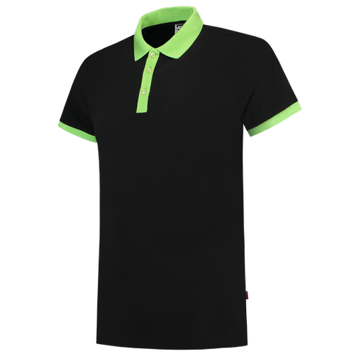 [TRI-201002BlackLime] Tricorp Poloshirt Bicolor Fitted BlackLime