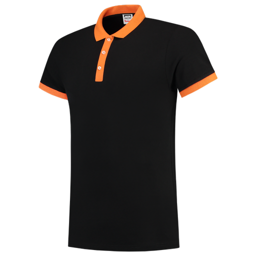 [TRI-201002BlackOrange] Tricorp Poloshirt Bicolor Fitted BlackOrange