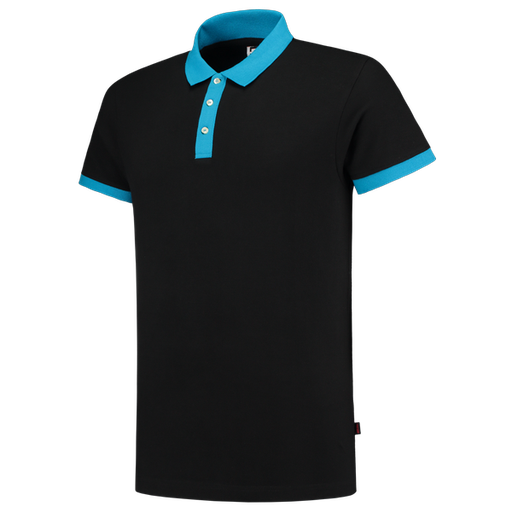 [TRI-201002BlackTurquoise] Tricorp Poloshirt Bicolor Fitted BlackTurquoise