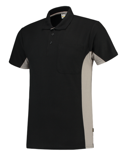 [TRI-202002BlackGrey] Tricorp Poloshirt Bicolor Borstzak BlackGrey