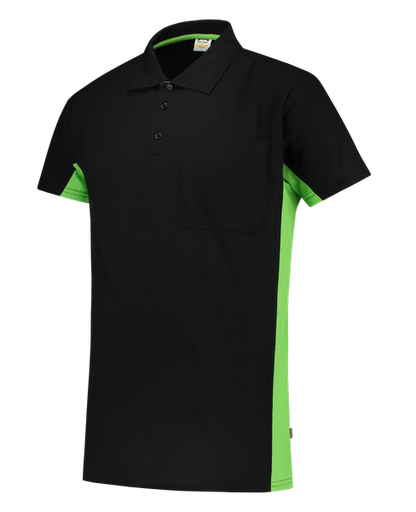 [TRI-202002BlackLime] Tricorp Poloshirt Bicolor Borstzak BlackLime