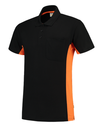 [TRI-202002BlackOrange] Tricorp Poloshirt Bicolor Borstzak BlackOrange