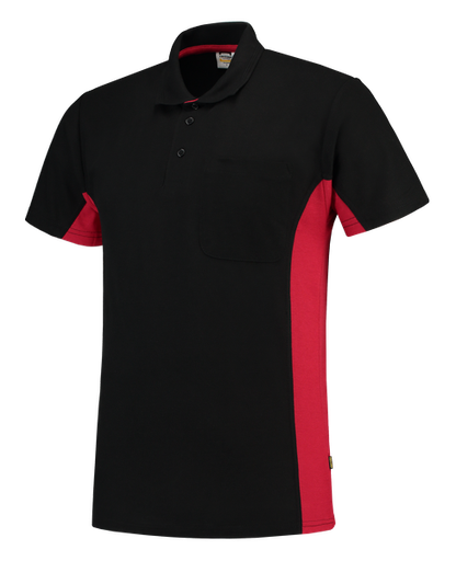 [TRI-202002BlackRed] Tricorp Poloshirt Bicolor Borstzak BlackRed