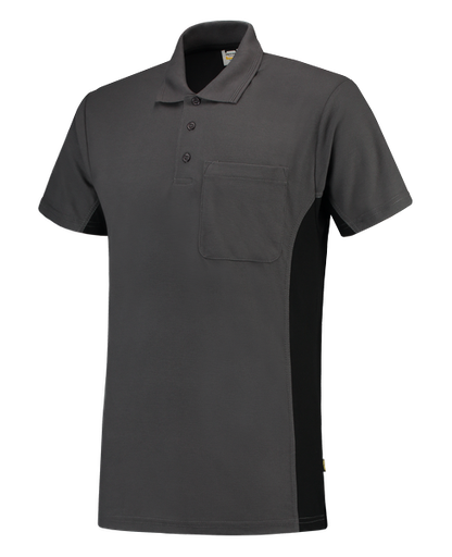 [TRI-202002DarkgreyBlack] Tricorp Poloshirt Bicolor Borstzak DarkgreyBlack