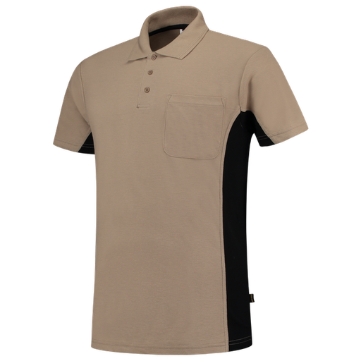 [TRI-202002KhakiBlack] Tricorp Poloshirt Bicolor Borstzak KhakiBlack