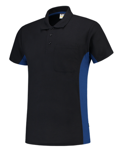 [TRI-202002NavyRoyalblue] Tricorp Poloshirt Bicolor Borstzak NavyRoyalblue