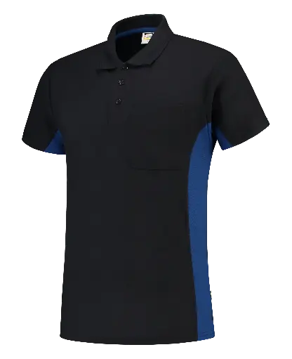 [TRI-202002RoyalblueNavy] Tricorp Poloshirt Bicolor Borstzak RoyalblueNavy