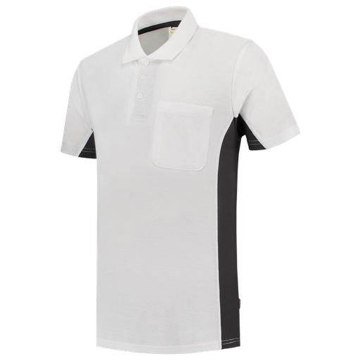 [TRI-202002WhiteDarkgrey] Tricorp Poloshirt Bicolor Borstzak WhiteDarkgrey