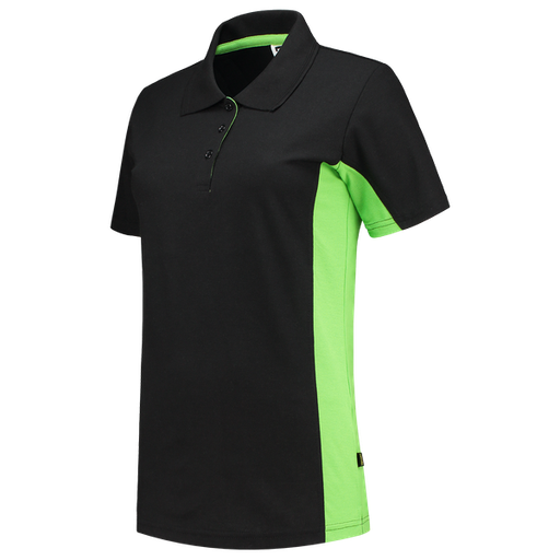 [TRI-202003BlackLime] Tricorp Poloshirt Bicolor Dames BlackLime