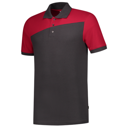 [TRI-202006DarkgreyRed] Tricorp Poloshirt Bicolor Naden DarkgreyRed