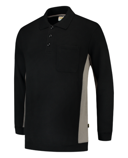 [TRI-302001BlackGrey] Tricorp Polosweater Bicolor Borstzak BlackGrey