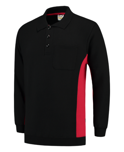[TRI-302001BlackRed] Tricorp Polosweater Bicolor Borstzak BlackRed