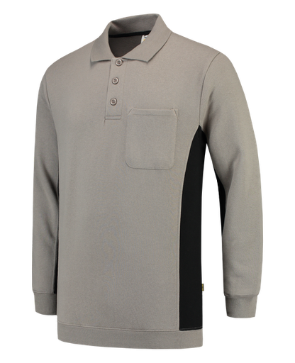 [TRI-302001GreyBlack] Tricorp Polosweater Bicolor Borstzak GreyBlack