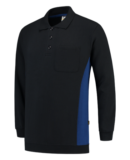 [TRI-302001NavyRoyalblue] Tricorp Polosweater Bicolor Borstzak NavyRoyalblue