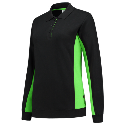 [TRI-302002BlackLime] Tricorp Polosweater Bicolor Dames BlackLime