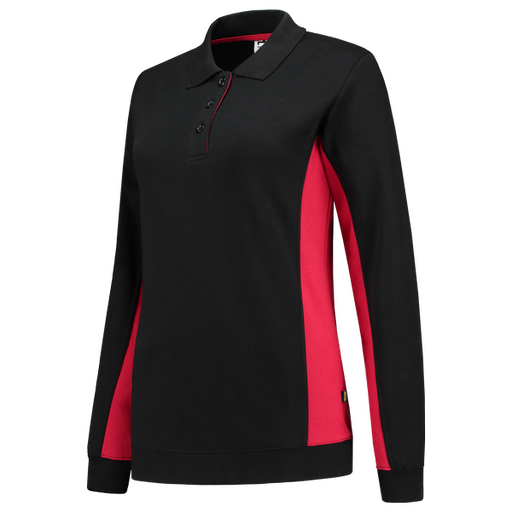 [TRI-302002BlackRed] Tricorp Polosweater Bicolor Dames BlackRed