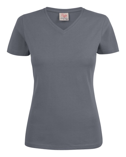 [TXT-2264025-935] Printer Essentials Heavy V-neck  T-Shirt Dames Staalgrijs