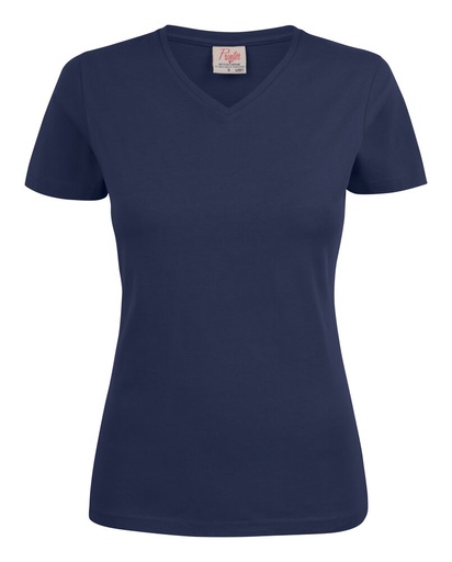 [TXT-2264025-600] Printer Essentials Heavy V-neck  T-Shirt Dames Marine