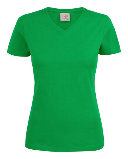 [TXT-2264025-728] Printer Essentials Heavy V-neck  T-Shirt Dames Frisgroen
