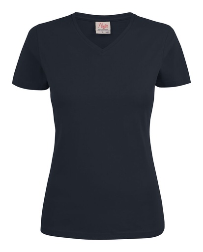 [TXT-2264025-616] Printer Essentials Heavy V-neck  T-Shirt Dames Donker Marine