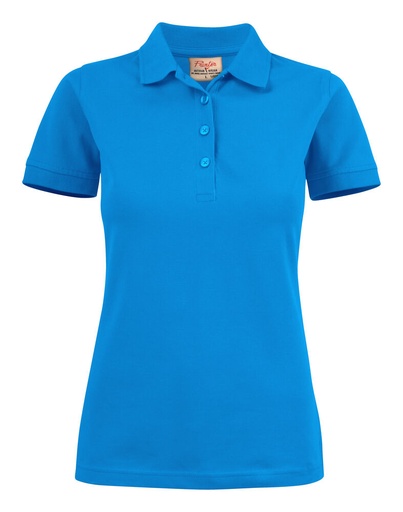 [TXT-2265021-632] Printer Essentials Surf Stretch Polo Pique Dames Oceaan Blauw