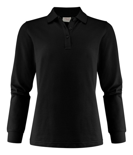 [TXT-2265027-900] Printer Essentials Surf Pro L/S  Polo Pique Dames Zwart
