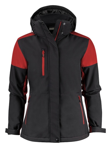 Printer Prime Prime Padded  Softshell Jas Dames Zwart/Rood