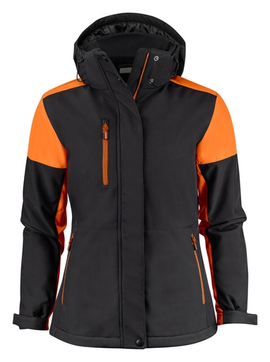 [TXT-2261072-9030] Printer Prime Prime Padded  Softshell Jas Dames Zwart/Oranje