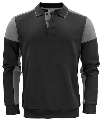 [TXT-2262060-9093] Printer Prime Prime Polosweater Unisex Zwart/Staalgrijs