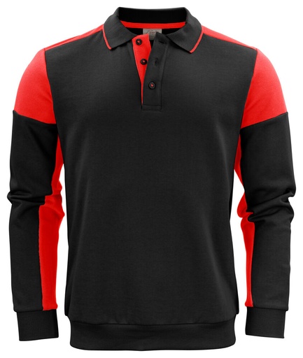 [TXT-2262060-9040] Printer Prime Prime Polosweater Unisex Zwart/Rood