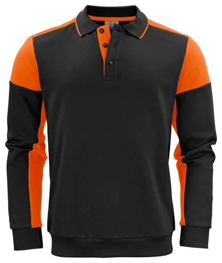 [TXT-2262060-9030] Printer Prime Prime Polosweater Unisex Zwart/Oranje