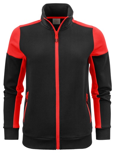 [TXT-2262062-9040] Printer Prime Prime  Sweater Volledige Rits Dames Zwart/Rood
