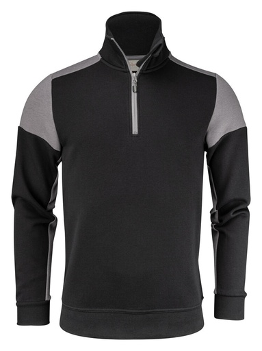 [TXT-2262069-9093] Printer Prime Prime  Sweater Halve Rits Unisex Zwart/Staalgrijs