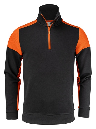 [TXT-2262069-9030] Printer Prime Prime  Sweater Halve Rits Unisex Zwart/Oranje