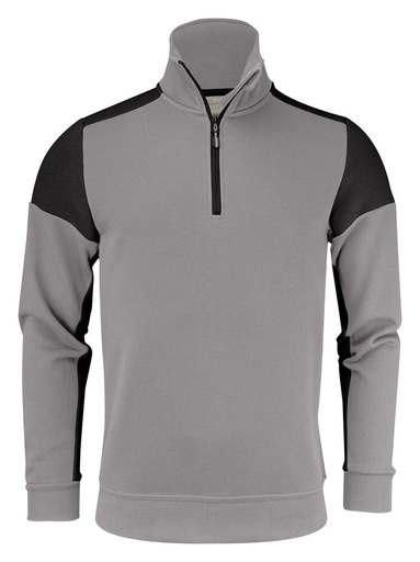 [TXT-2262069-9390] Printer Prime Prime  Sweater Halve Rits Unisex Staalgrijs/Zwart