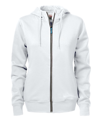 [TXT-2262052-100] Printer Essentials Overhead  Sweater Volledige Rits Dames Wit