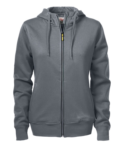 [TXT-2262052-935] Printer Essentials Overhead  Sweater Volledige Rits Dames Staalgrijs