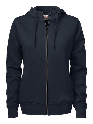 [TXT-2262052-616] Printer Essentials Overhead  Sweater Volledige Rits Dames Donker Marine