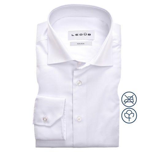 [LCF-0323518-910-000-000] Ledûb Shirt White Modern Fit N Single Cuff Non Iron