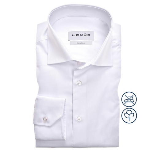 [LCF-0343518-910-000-000] Ledûb Shirt White Slim Fit Single Cuff Non Iron