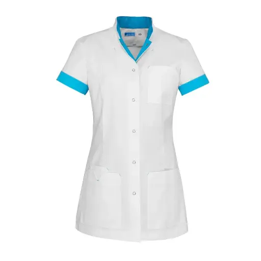 De Berkel JILL Damesjack wit/azuurblauw